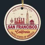 Ornamento De Cerâmica San Francisco California City Skyline Emblem<br><div class="desc">Design de arte colorida,  minimalista de São Francisco,  com monumentos e marcos da cidade da Califórnia.</div>