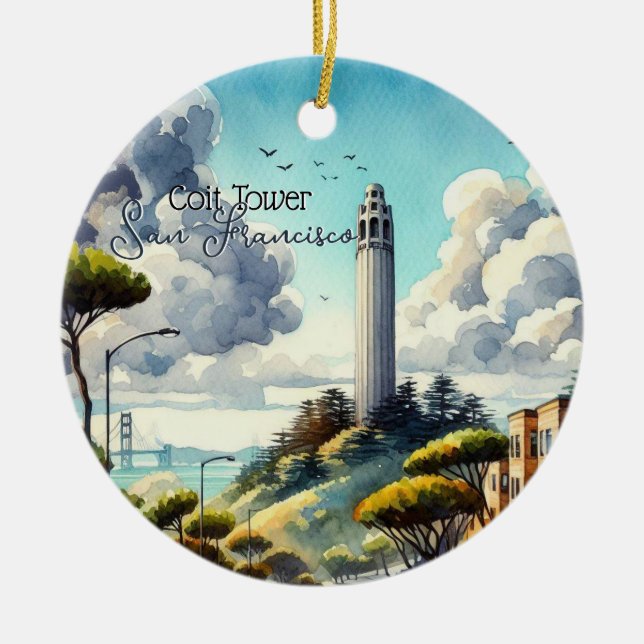 Ornamento De Cerâmica San Francisco Landmark Souvenir (Frente)