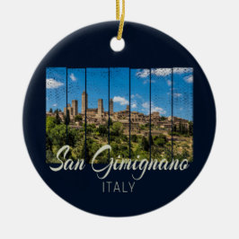 Ornamento De Cerâmica San Gimignano Toscana Itália Vinatge Panorâmica Vi