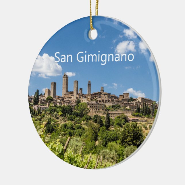 Ornamento De Cerâmica San Gimignano Toscânia Itália Panorama Souvenir (Esquerda)