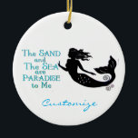 Ornamento De Cerâmica Sand Sea Beach Smermaid Thunder_Cove<br><div class="desc">silhueta de sereia,  náutica,  praia relacionada a personalização</div>