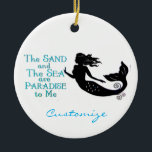 Ornamento De Cerâmica Sand Sea Beach Smermaid Thunder_Cove<br><div class="desc">silhueta de sereia,  náutica,  praia relacionada a personalização</div>