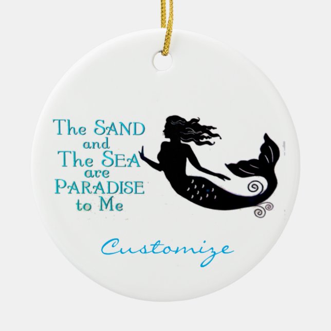 Ornamento De Cerâmica Sand Sea Beach Smermaid Thunder_Cove (Frente)