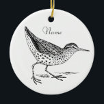 Ornamento De Cerâmica Sandpiper Shorebird Thunder_Cove<br><div class="desc">Sandpiper Shorebird to customize with your own greeting,  name,  message,  etc</div>