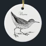 Ornamento De Cerâmica Sandpiper Shorebird Thunder_Cove<br><div class="desc">Sandpiper Shorebird to customize with your own greeting,  name,  message,  etc</div>