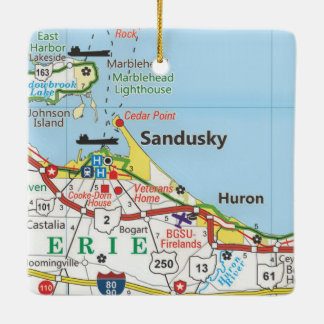 Ornamento De Cerâmica Sandusky Road Map