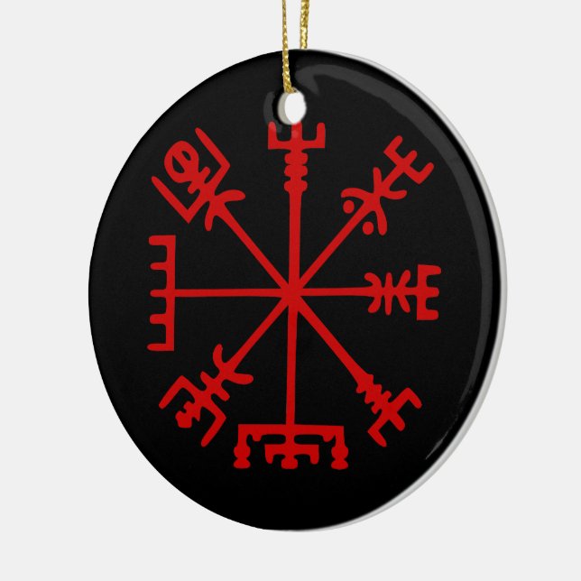 Ornamento De Cerâmica Sangue Red Vegvísir (Viking Compass) (Esquerda)