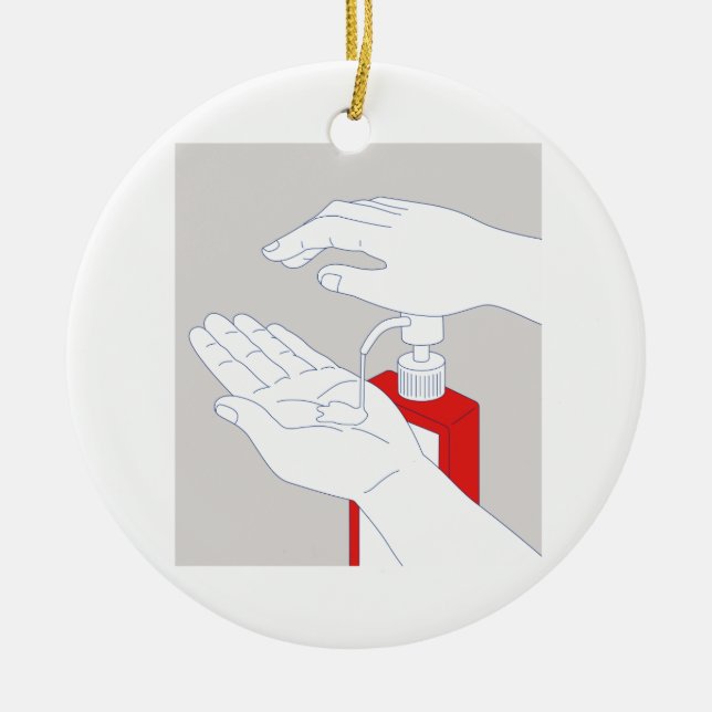 Ornamento De Cerâmica Sanitizer Monoline da mão (Frente)