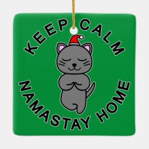 ORNAMENTO DE CERÂMICA SANTA CAT - KEEP CALM NAMASTAY HOME 1