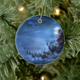 Ornamento De Cerâmica Santa Claus cavalga o dorso