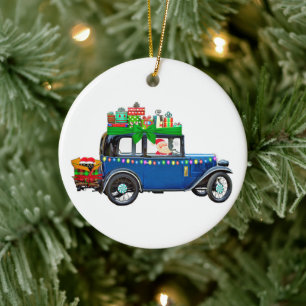Ornamento De Cerâmica Santa Claus Jalopy
