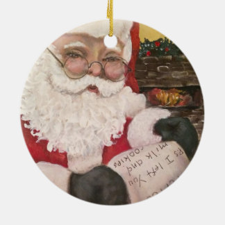 Ornamento De Cerâmica Santa Claus List 2 Sided Ornament