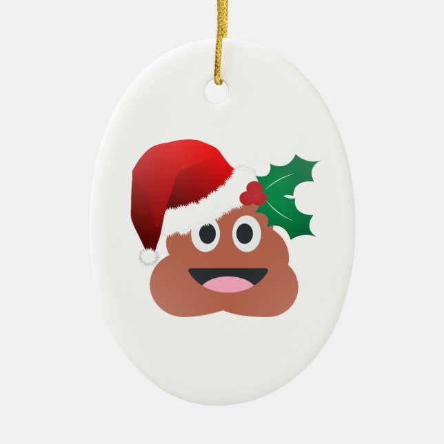 Ornamento De Cerâmica santa claus poop emoji (Frente)