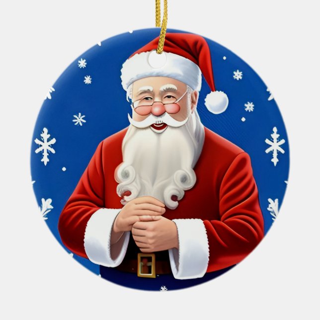 Ornamento De Cerâmica Santa Claus Smiling (Frente)