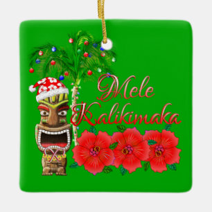 Ornamento De Cerâmica Santa Claus Tiki Mele Kalikimaka