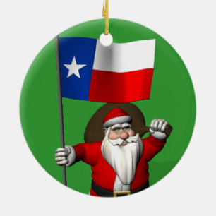 Ornamento De Cerâmica Santa Claus With Lone Star Flag
