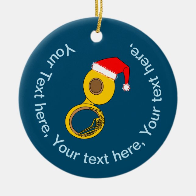 Ornamento De Cerâmica Santa Hat Tuba (Frente)