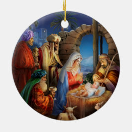 Ornamento De Cerâmica Santa noite, cena de natividade