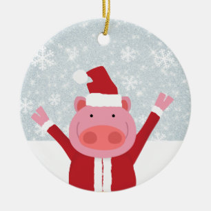 Ornamento De Cerâmica Santa Pig