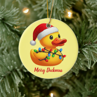 Ornamento De Cerâmica Santa Rubber Duck Christmas Merry Duckmas Funny