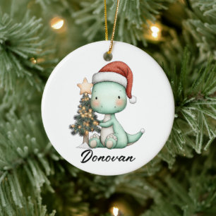 Ornamento De Cerâmica Santa Saurus Celebra o Natal