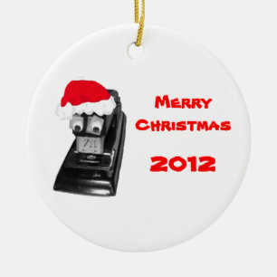 Ornamento De Cerâmica Santa Stapler Merry Christmas 2010 Ornament