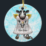 Ornamento De Cerâmica Santa vaca<br><div class="desc">Santo ornamento, t-shirt, roupa de vaca, presentes para fazendeiros de vaca, por ArtMuvz Illustration.</div>