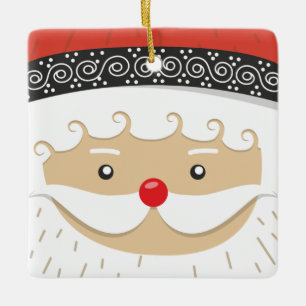 Ornamento De Cerâmica Santas Jolly Face Christmas