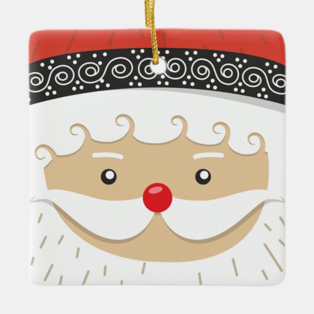 Ornamento De Cerâmica Santas Jolly Face Christmas (Frente)