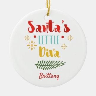 Ornamento De Cerâmica Santas Little Diva Girl Christmas