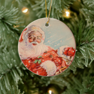Ornamento De Cerâmica Santas Sleigh Ride