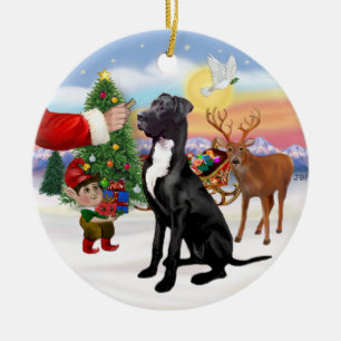 Ornamento De Cerâmica Santas Treat - Black Great Dane