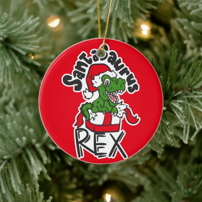 Ornamento De Cerâmica Santasaurus Rex (Árvore)