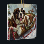Ornamento De Cerâmica Santo Bernard Dog Natal Festivo<br><div class="desc">Perfeito para amantes de cães e mães de cães. Este tema festivo captura a alegria e o espírito da estação, apresentando ilustrações caninas lúdicas e carinosas adormecidas com sotaques de férias. Ideal como presente para amantes de cães, adicionando um toque encantador ao decoro de Natal e presentes. Celebre a temporada...</div>