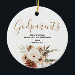 Ornamento De Cerâmica Santo florescimento Personalizado Padrões Natal<br><div class="desc">Enfeites de natal de Padrões Personalizados de Flores Brancas Pode ser mudado para qualquer texto</div>
