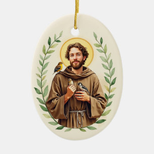 Ornamento De Cerâmica Santo Francisco de Assis - Devocional Católica