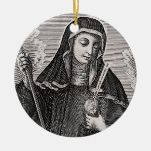 Ornamento De Cerâmica Santo Gertrude mística alemã beneditina Excelente