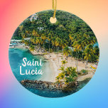 Ornamento De Cerâmica Santo Lucia Caribe Beach Photo<br><div class="desc">Foto da Baía de Marigot,  no Santo Lúcia,  no Caribe para trazer de volta as memórias tropicais da praia.</div>