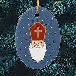 Ornamento De Cerâmica Santo Nicholas Ornament<br><div class="desc">Um Santo Nicholas (celebrado no início de dezembro na Europa) Ornament com neve em fundo azul: perfeito para a decoração da árvore de Natal.</div>