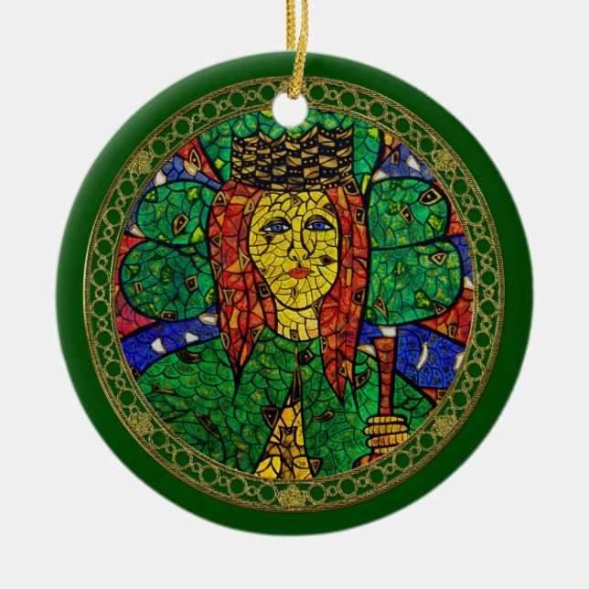 Ornamento De Cerâmica Santo padroeiro da rua Dymphna da depressão e da (Frente)