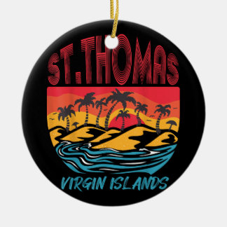 Ornamento De Cerâmica Santo Thomas Virgin Islands Surfing Beach Ocean Va