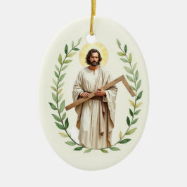 Ornamento De Cerâmica Santo Tomás Apóstolo Paz e Bênçãos de Deus