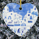 Ornamento De Cerâmica Santorini Grécia Watercolor<br><div class="desc">Uma pintura paisagística em Watercolor da bela ilha grega de Santorini. Arte original de Nic Squirrell.</div>