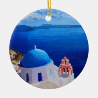 Ornamento De Cerâmica Santorini, piscina - vista de Oia