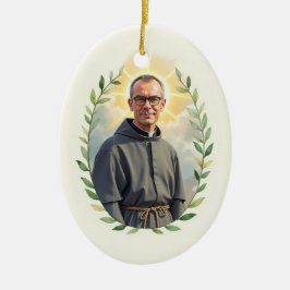 Ornamento De Cerâmica São Maximiliano Kolbe Paz e Bênção de Deus