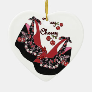 Ornamento De Cerâmica Sapatos RAB Rockabilly Muito Cereja