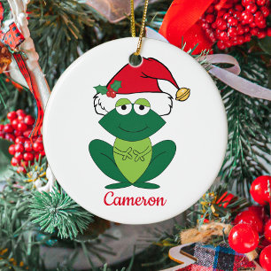 Ornamento De Cerâmica Sapo bonito no Natal das Crianças Personalizadas 
