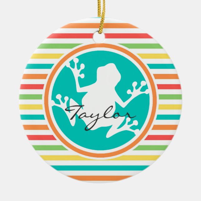 Ornamento De Cerâmica Sapo Branco; Brisas Brilhantes (Frente)