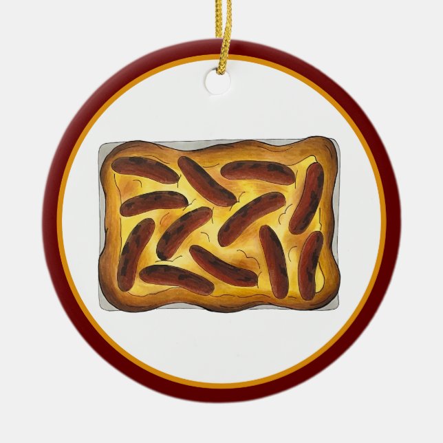 Ornamento De Cerâmica Sapo britânico da Comida inglesa no salsicha do Bu (Frente)