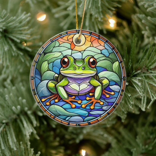 Ornamento De Cerâmica Sapo Cerâmica Aparência de vidro (Árvore)